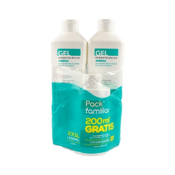 INIBSA GEL DERMATOLOGICO + CHAMPU  2 ENVASES 1000 ml + 1...