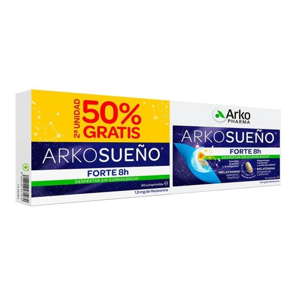 ARKORELAX SUEÑO FORTE 8H  2 UNIDADES 30 COMPRIMIDOS...